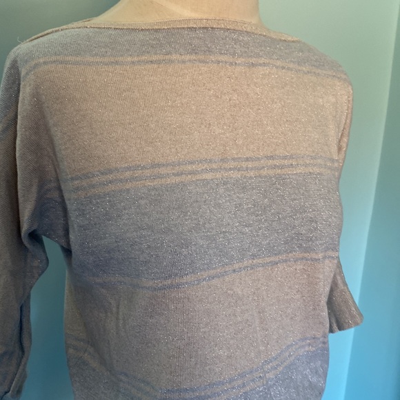 White House Black Market striped dolman sweater with sparkly thread throughout - Picture 2 of 5
